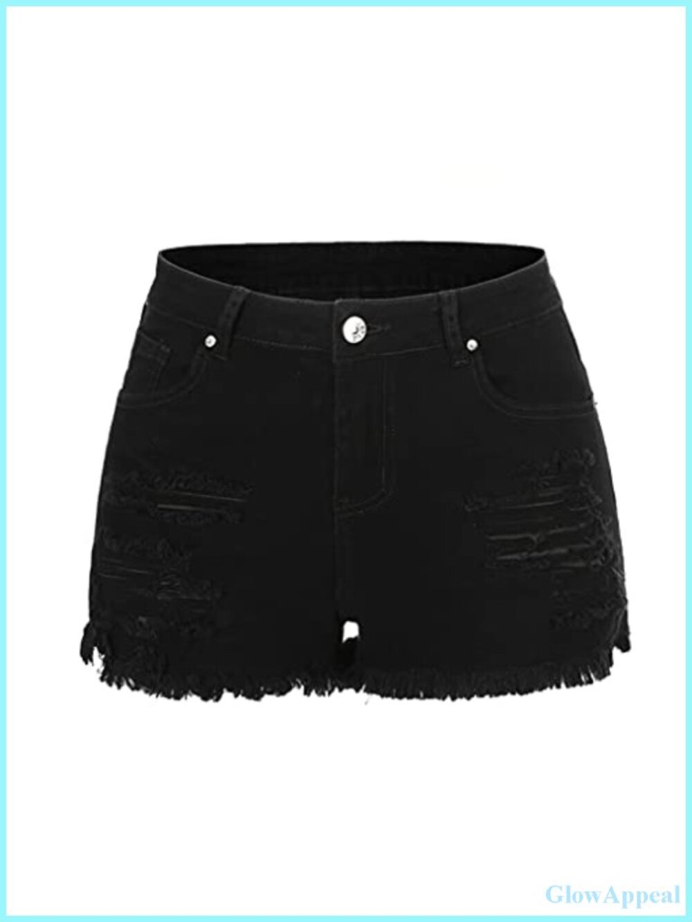 Women's Mid Rise Ripped Stretchy Denim Shorts Frayed Raw Hem Casual